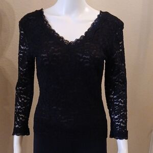 Ambiance Black Sheer Lace Blouse